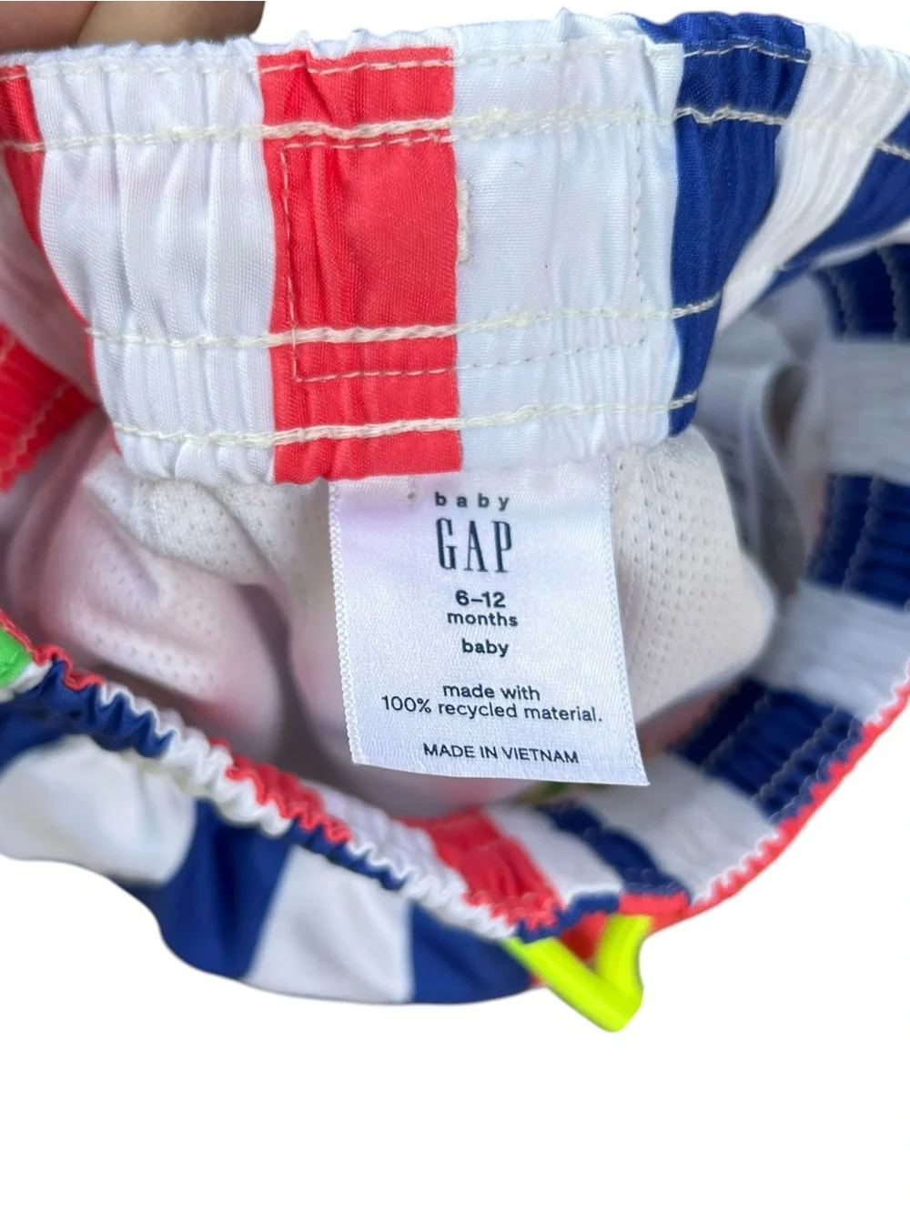 Baby Gap Boy Bright Red White & Blue Striped Swim Shorts America Patriotic